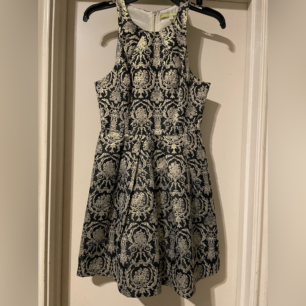 Gianni Bini Black and Gold Backless Dress